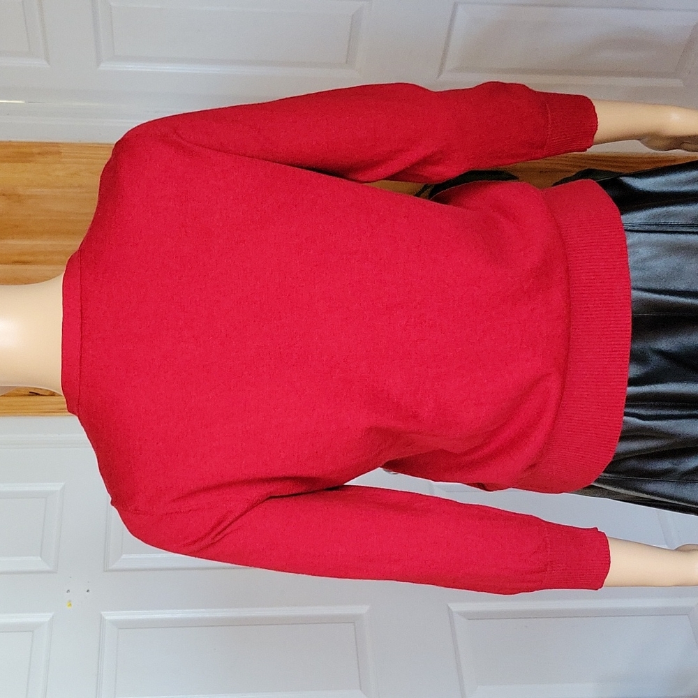 Talbots Red Velvet Rhinestone Buttons Cardigan - Picture 4 of 7